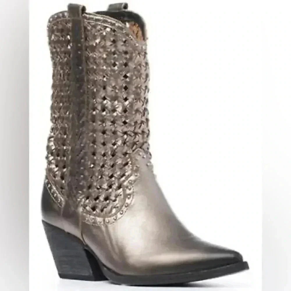 Golo Women’s Reverse Woven Shaft Weatern Fashion Boots - Snip Toe